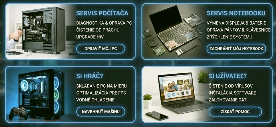 Servis počítačov Nitra – oprava BSOD, čistenie prachu a výmena batérie notebooku