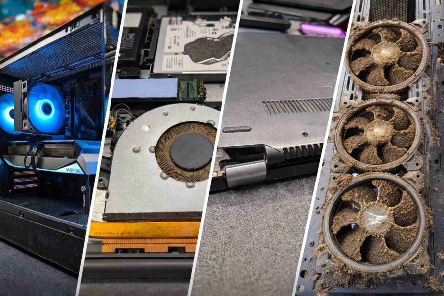 Oprava počítačov a notebookov v Nitre – prachom zanesené chladenie, poškodený notebook a herný PC